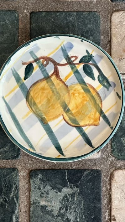 Hand-painted ceramic plate with lemons